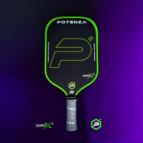 PRO Paddles P+ PowerSpin Carbon COREx3 (Neon Green, Elongated Face)