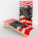 Boards American Flag With Pistol Professional Cornhole Boards