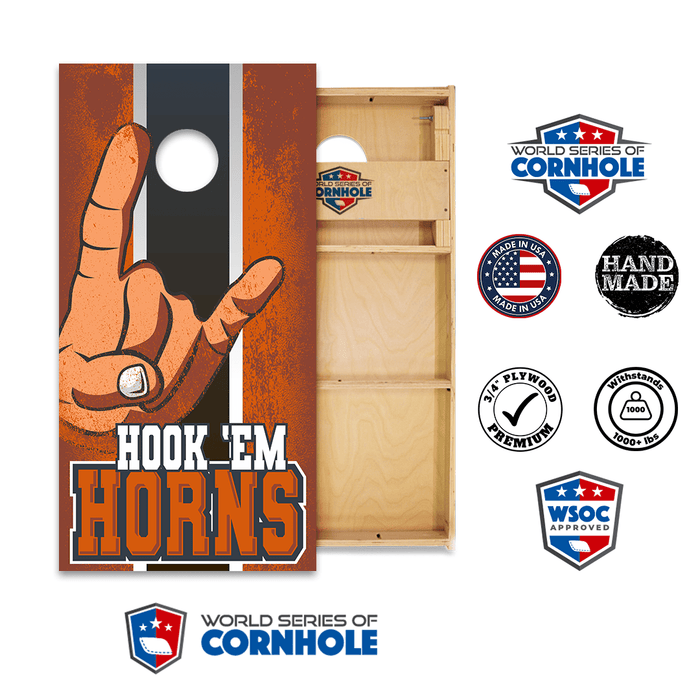 Cornhole Boards World Series of Cornhole Official 2' x 4' Professional Cornhole Board Runway 2402P - Hook Em Horns