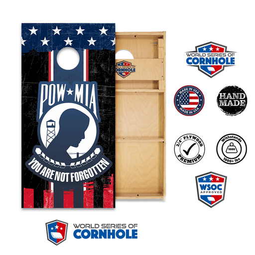 Cornhole Boards World Series of Cornhole Official 2' x 4' Professional Cornhole Board Runway 2402P - POW MIA Not Forgotten