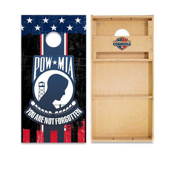 Cornhole Boards World Series of Cornhole Official 2' x 4' Professional Cornhole Board Runway 2402P - POW MIA Not Forgotten
