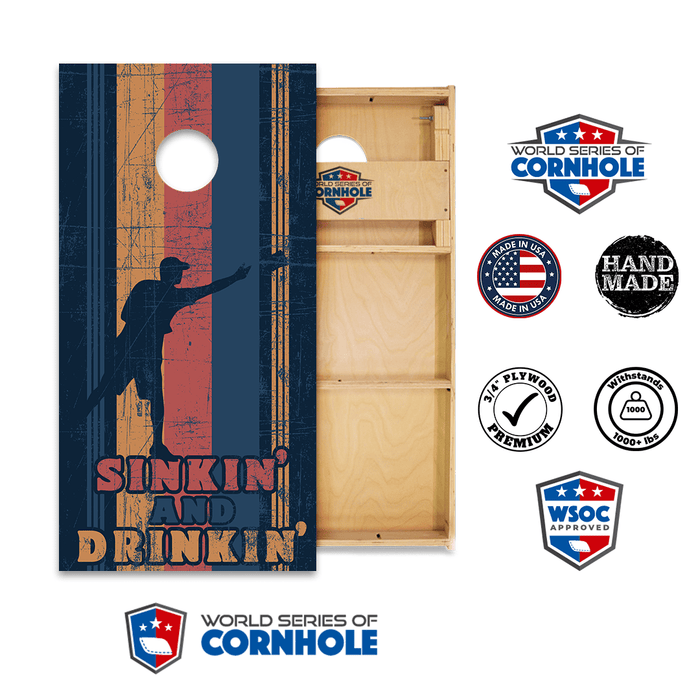 Cornhole Boards World Series of Cornhole Official 2' x 4' Professional Cornhole Board Runway 2402P - Sinkin and Drinkin
