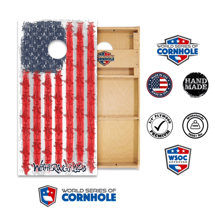 Cornhole Boards World Series of Cornhole Official 2' x 4' Professional Cornhole Board Runway 2402P - Withering Wilds American Flag