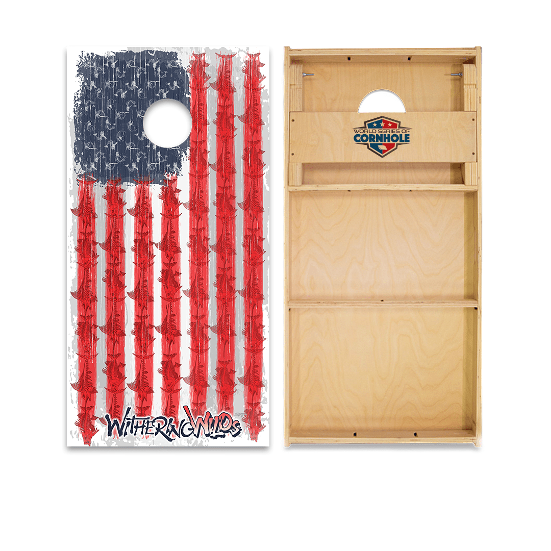Cornhole Boards World Series of Cornhole Official 2' x 4' Professional Cornhole Board Runway 2402P - Withering Wilds American Flag