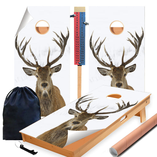 Deer White Back Cornhole Boards Wraps (Set of 2)