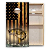Hidden Deer & Fish Burnt Flag Cornhole Boards - Backyard Series