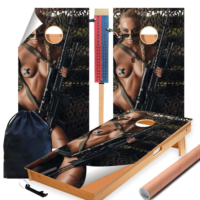 Army Girl Cornhole Boards Wraps (Set of 2)