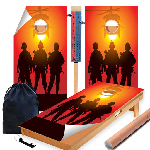 Soldiers Sunset Cornhole Boards Wraps (Set of 2)