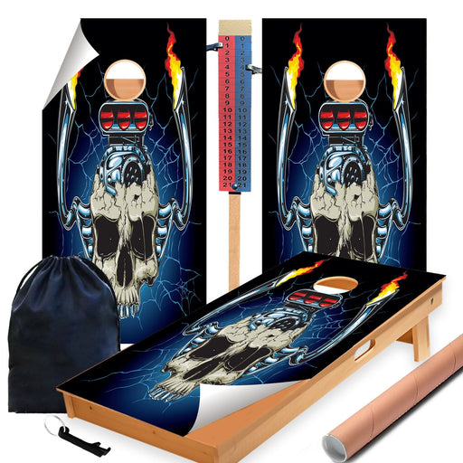 Engine Skull Cornhole Boards Wraps (Set of 2)