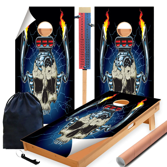 Engine Skull Cornhole Boards Wraps (Set of 2)