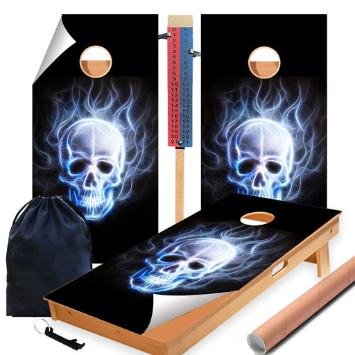 WINDY SKULL Cornhole Boards Wraps (Set of 2)
