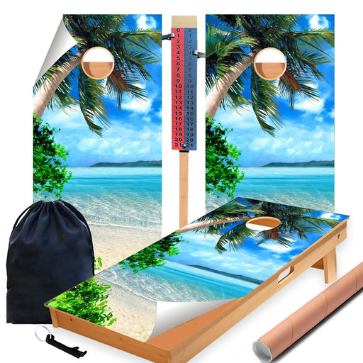 PALM OCEAN Cornhole Boards Wraps (Set of 2)
