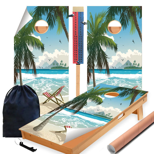 Tropical Chair Cornhole Boards Wraps (Set of 2)