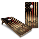 Hidden Deer & Fish Burnt Flag Cornhole Boards - Backyard Series