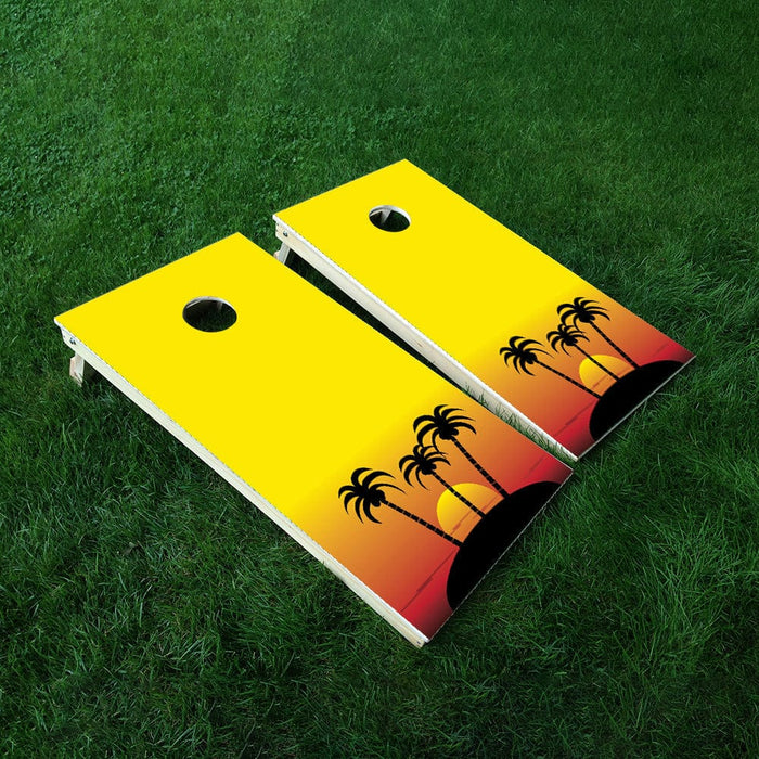 SUNSET PALMS Cornhole Boards Wraps (Set of 2)
