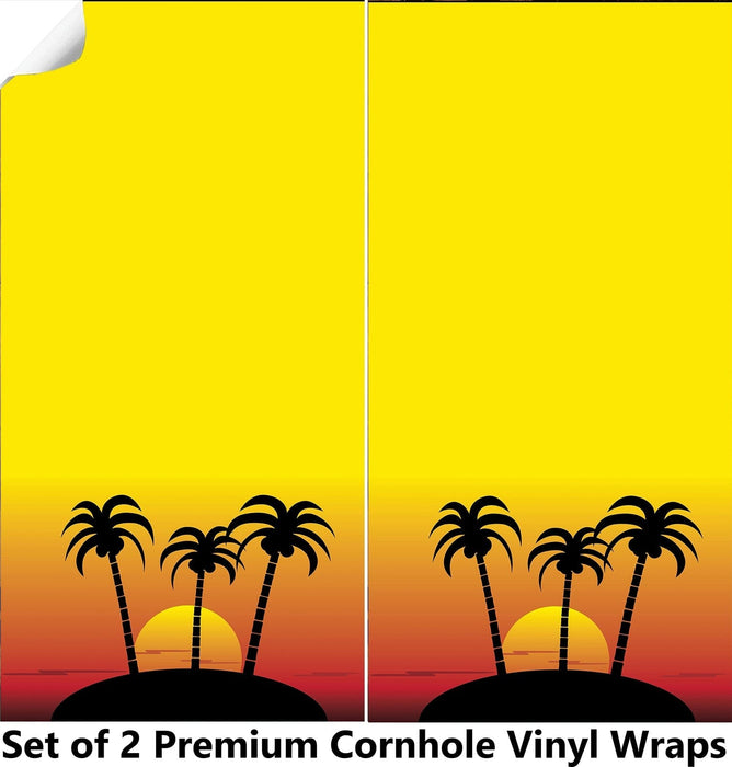 SUNSET PALMS Cornhole Boards Wraps (Set of 2)