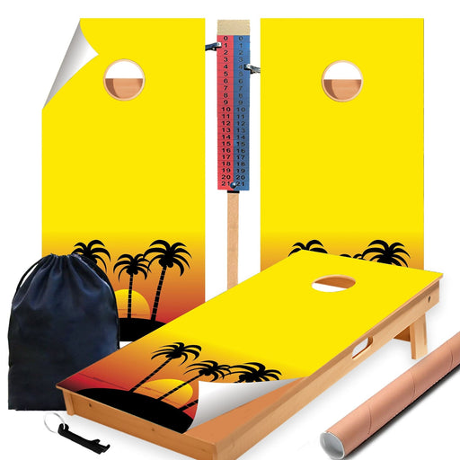 SUNSET PALMS Cornhole Boards Wraps (Set of 2)