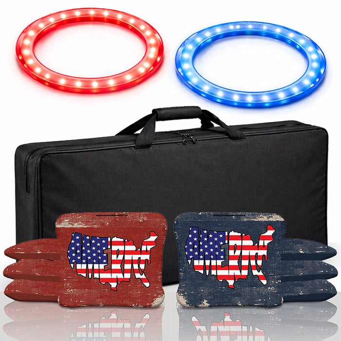 SAVE BIG BUNDLE: 2 LED lights, Boards carrying case, 8 America Pro bags