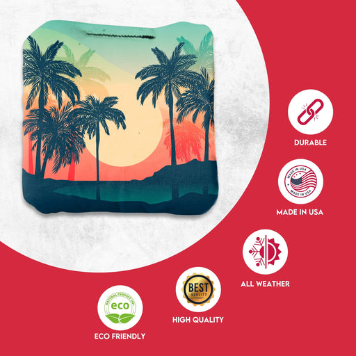 Professional Palm Trees Cornhole Bags - Set of 8