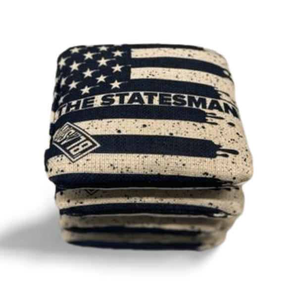 Cornhole Bag Black & White The Statesmen Pro Cornhole Bags (6/9).  Flat fill, smaller profile.