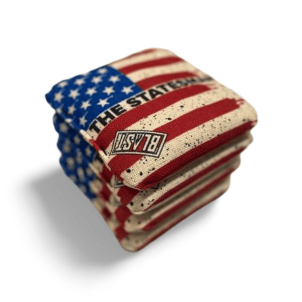 Cornhole Bag Red White Blue The Statesmen Pro Cornhole Bags (6/9).  Flat fill, smaller profile.