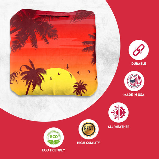 Professional Red Blue Palm Sky Cornhole Bags - Set of 8