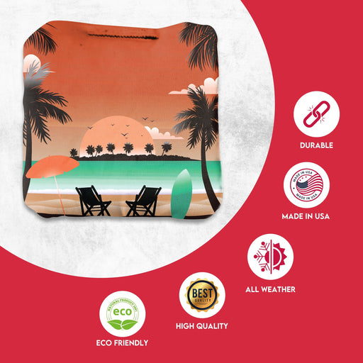 Tropical Red Orange Cornhole Bags - Set of 8