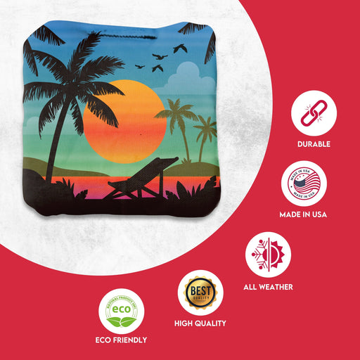 Professional Green Blue Beach Cornhole Bags - Set of 8