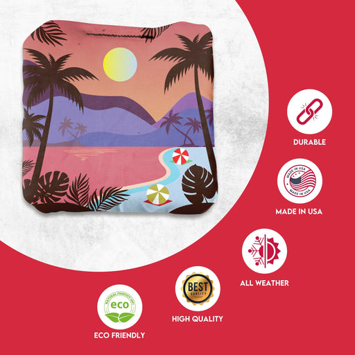 Professional Green Purple Beach Cornhole Bags - Set of 8