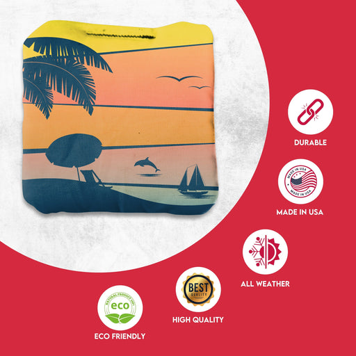 Professional Orange Purple Dolphin Beach Cornhole Bags - Set of 8