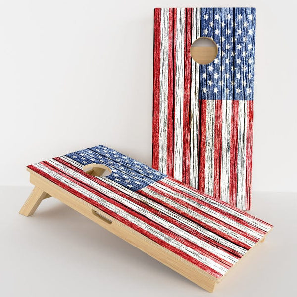 Boards Rustic Wood Flag American Flag Professional Cornhole Boards