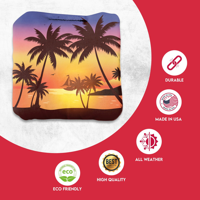 Professional Purple Green Beach Cornhole Bags - Set of 8