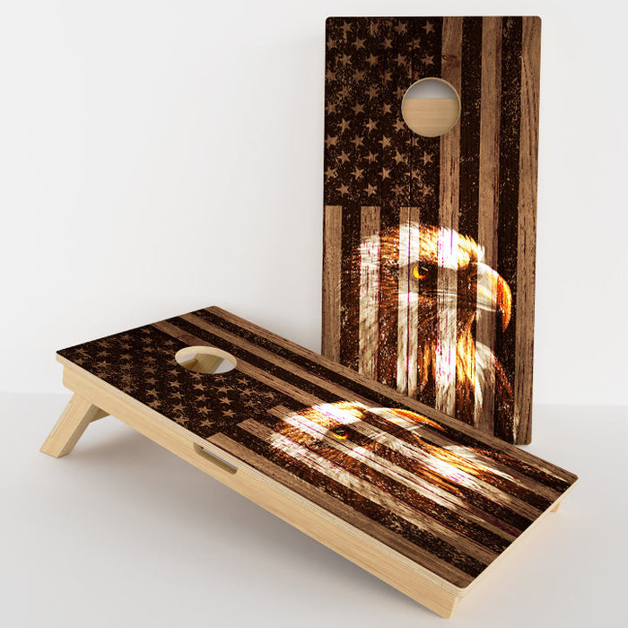 Faded Bald Eagle American Flag Professional Cornhole Boards