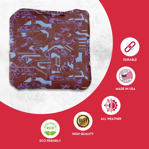Professional Green Purple Tech Fusion Cornhole Bags - Set of 8