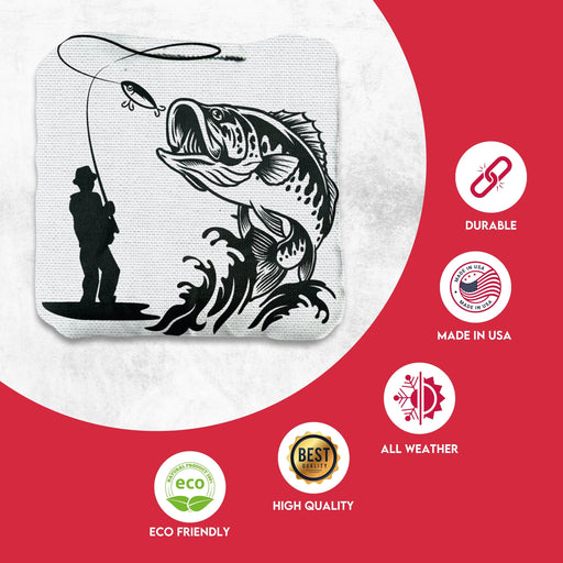 Professional White Brown Fish Cornhole Bags - Set of 8