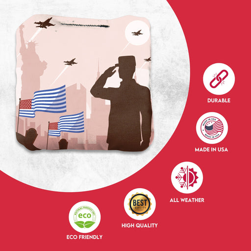 Professional Soldier Salute Cornhole Bags - Set of 8