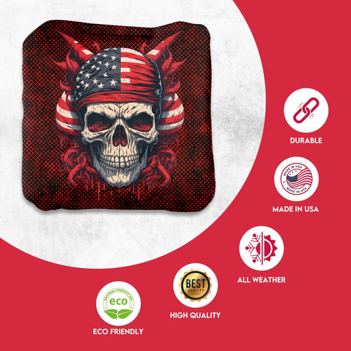 Professional Skull Red Blue Cornhole Bags - Set of 8
