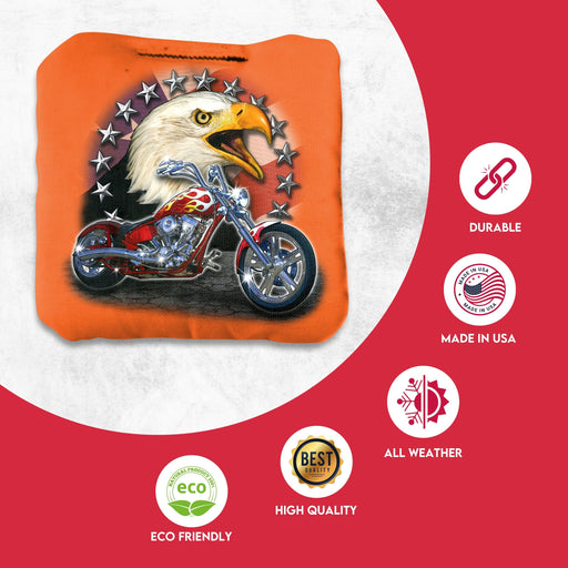 Tournament Motorcycle Bald Eagle Cornhole Bags - Set of 8