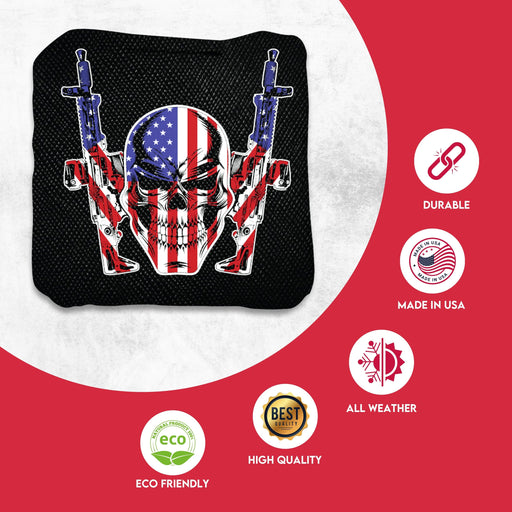 Flag Skull Guns Cornhole Bags - Set of 8