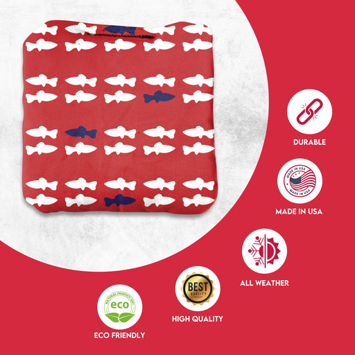 Red Blue Fish Cornhole Bags - Set of 8