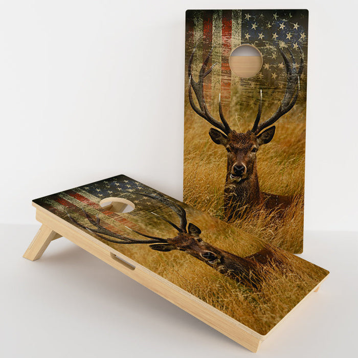 American Deer Flag Cornhole Boards