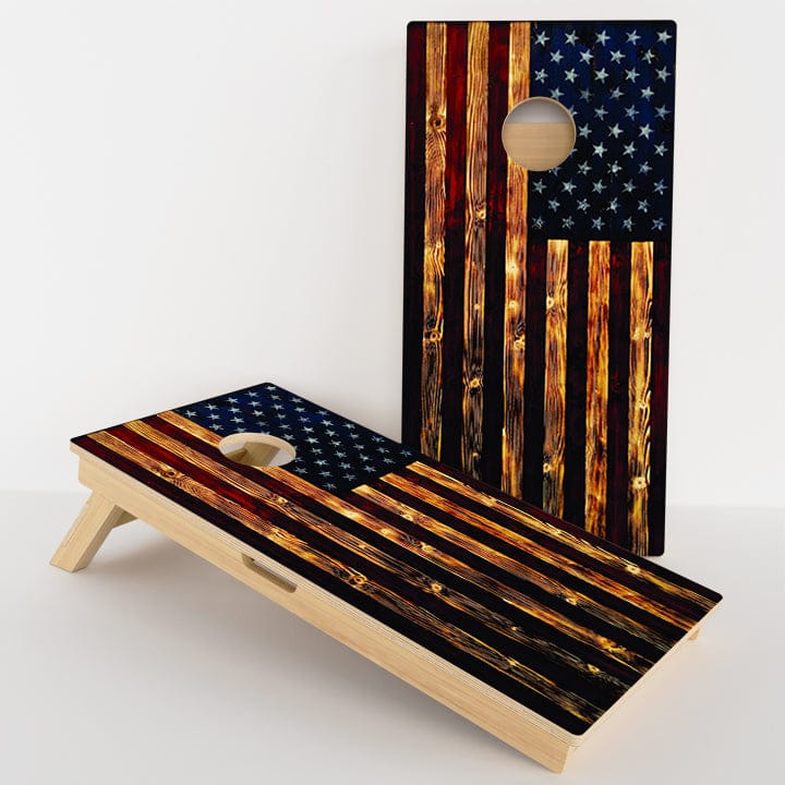 Boards Rustic American Flag Professional Cornhole Boards