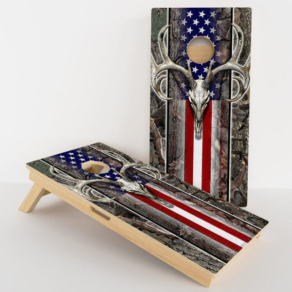 Boards Hunting American Flag Professional Cornhole Boards