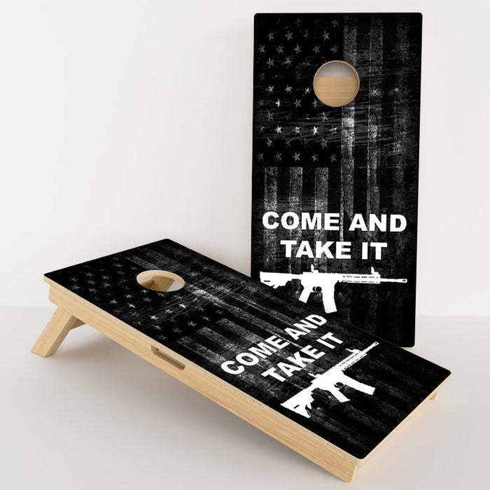 Come And Take It American Flag Gun Professional Cornhole Boards