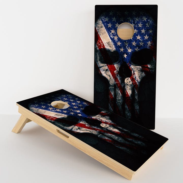 Boards Punisher Skull American Flag Professional Cornhole Boards