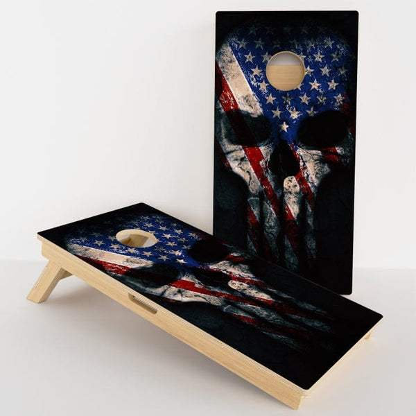 Boards Punisher Skull American Flag Professional Cornhole Boards