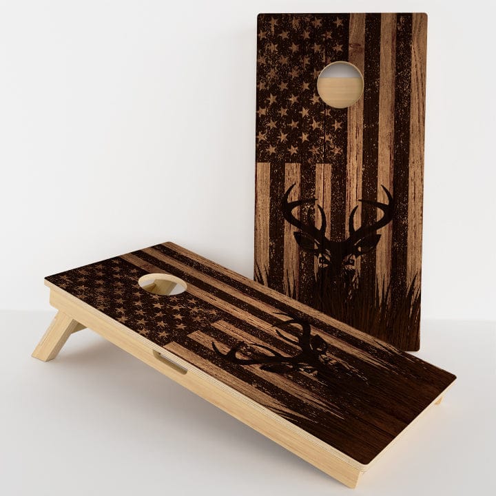 Boards Wood Inspired American Deer Flag Professional Cornhole Boards