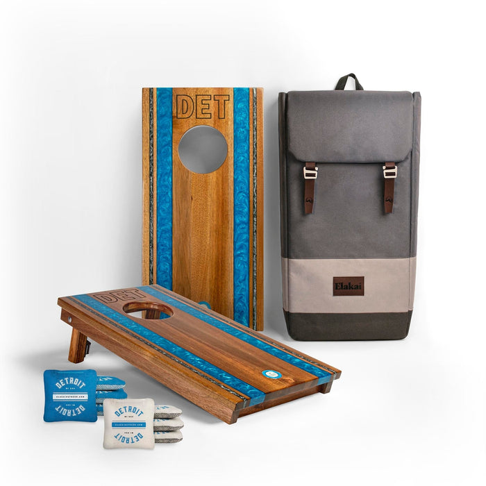 Cornhole Boards Detroit 1ft x 2ft Gameday Teams Epoxy Resin Wood Compact Travel Cornhole Board Set