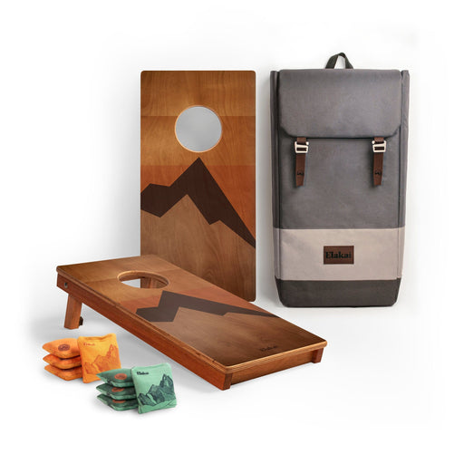 Cornhole Boards Retro Elakai 1ft x 2ft Graphic Wood Travel Cornhole Set | Modern Angle Collection