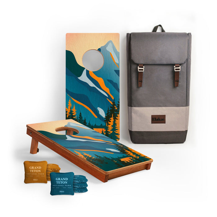 Cornhole Boards Grand Teton 1ft x 2ft Graphic Wood Travel Cornhole Set | National Parks Inspired Collection
